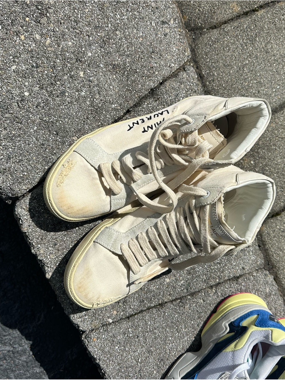 Saint Laurent Beige/Cream High-Top Sneakers